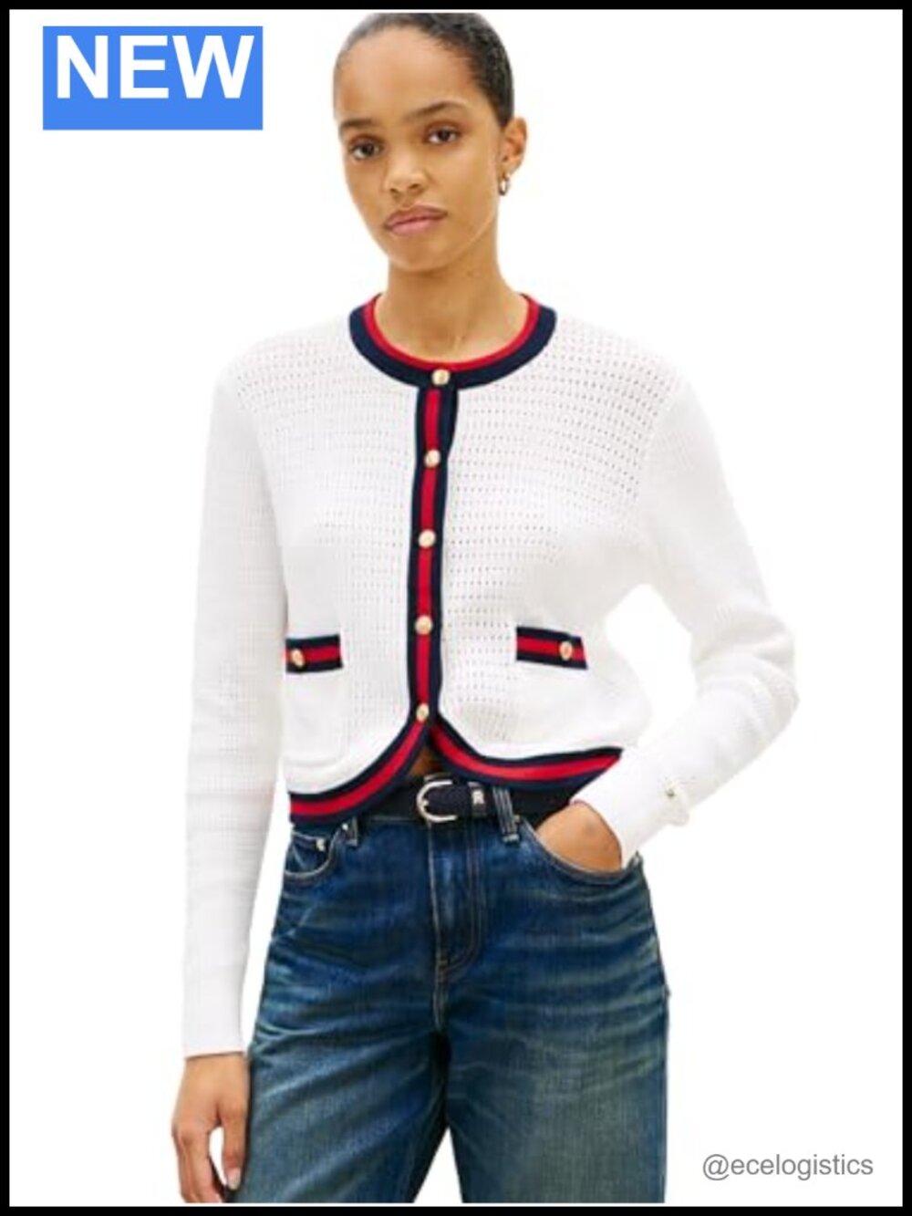 Women's Cropped Cardigan Sweater Lightweight Cotton Crew Neck Knit Top